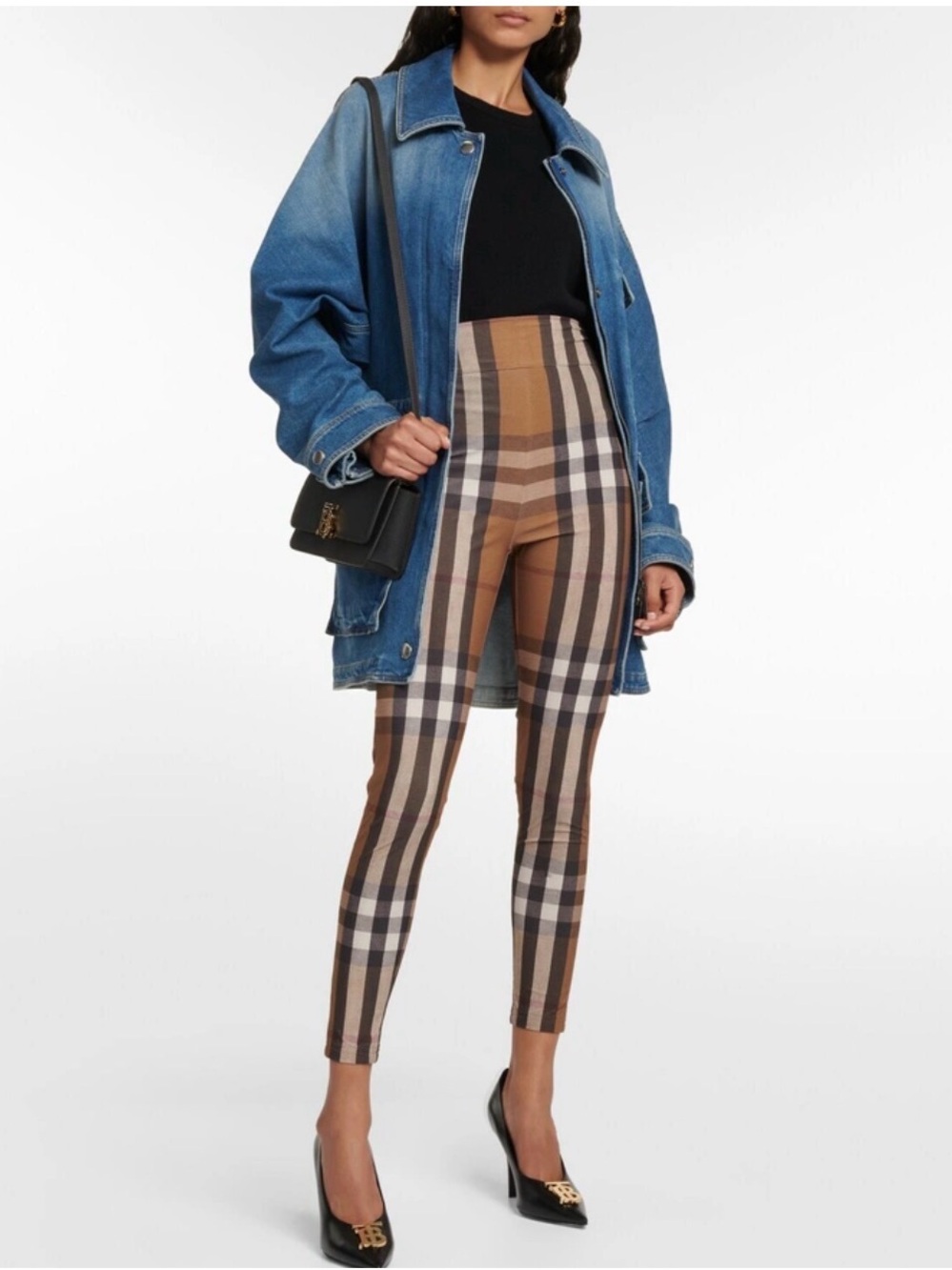 Burberry High-Rise Vintage Check Leggings in Size S